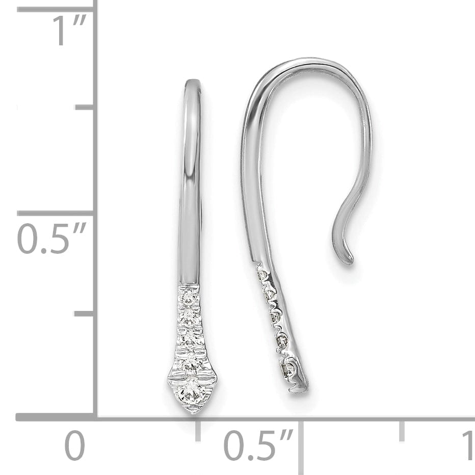 Lovely Rita's Earrings 14k White Gold Polished 1/8 CT Diamond Drop Wire Earrings