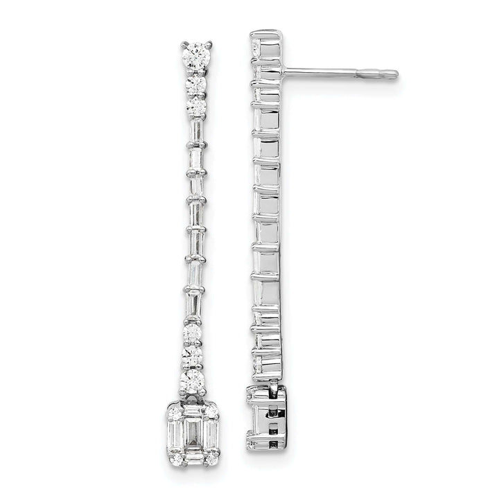Lovely Rita's Earrings 14k White Gold Polished 3/4 CT Diamond Drop Post Earrings