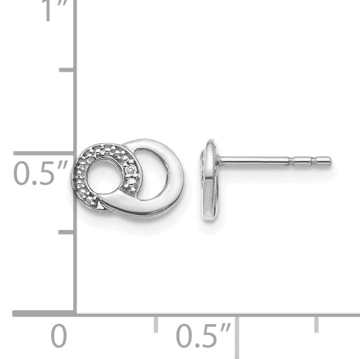 Lovely Rita's Earrings 14k White Gold Polished Diamond Circles Design Post Earrings