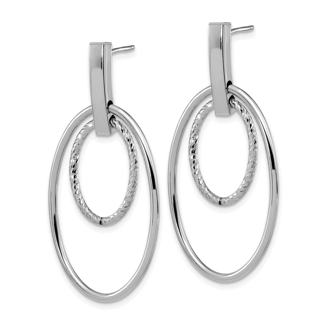 Lovely Rita's Earrings 14K White Gold Polished Diamond-Cut 22mm Post Dangle Earrings