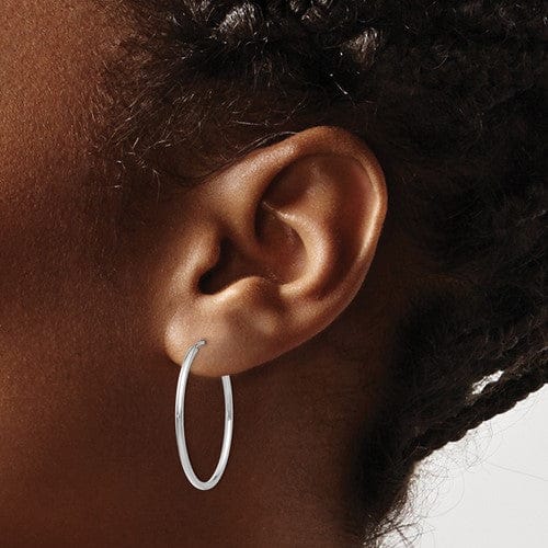 Lovely Rita's Earrings 14k White Gold Polished Endless Hoop Earrings 1.5mm x 26 mm