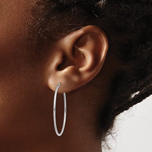 Lovely Rita's Earrings 14k White Gold Polished Endless Hoop Earrings 1.5mm x 38mm