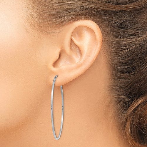 Lovely Rita's Earrings 14k White Gold Polished Endless Hoop Earrings 1.5mm x 51mm