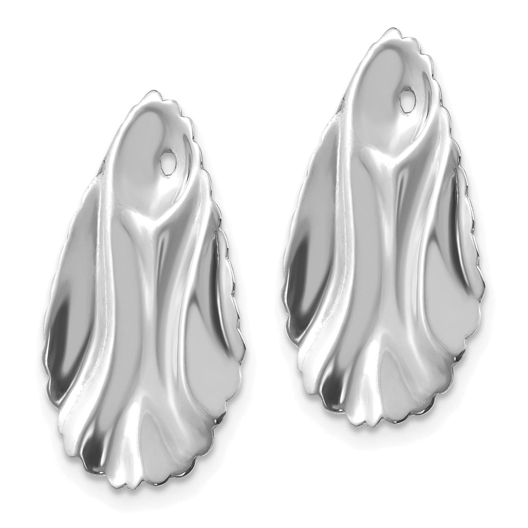 Lovely Rita's Earrings 14k White Gold Polished Hammered Oval Earring Jackets