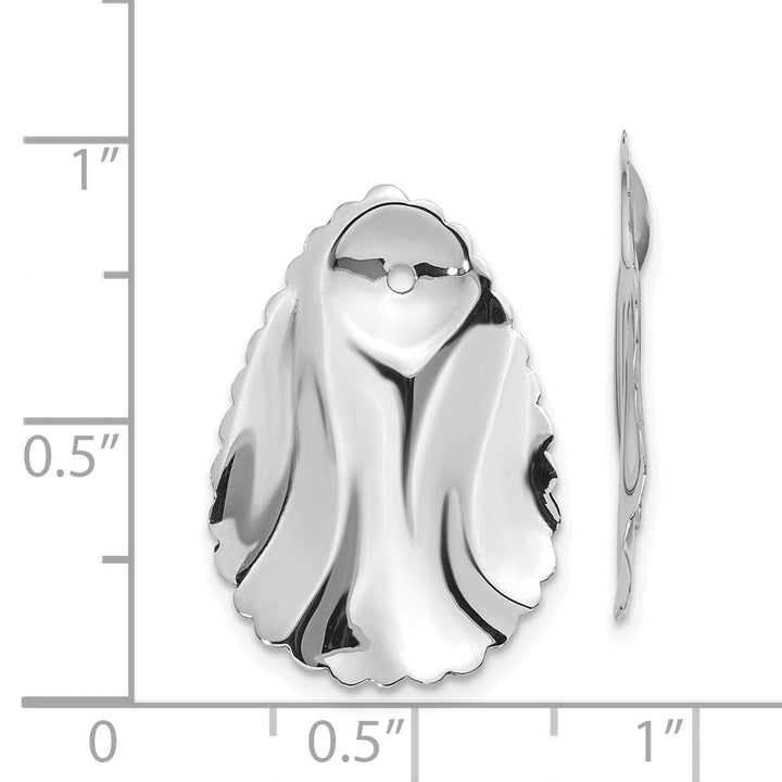 Lovely Rita's Earrings 14k White Gold Polished Hammered Oval Earring Jackets