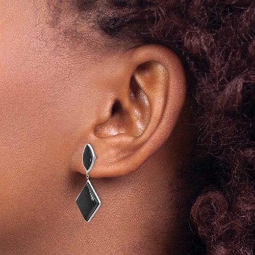 Lovely Rita's Earrings 14k White Gold Polished Onyx Post Earrings