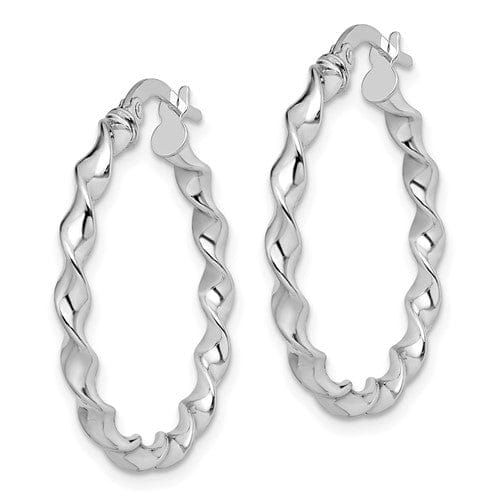 Lovely Rita's Earrings 14k White Gold Polished Twisted Hoop Earrings