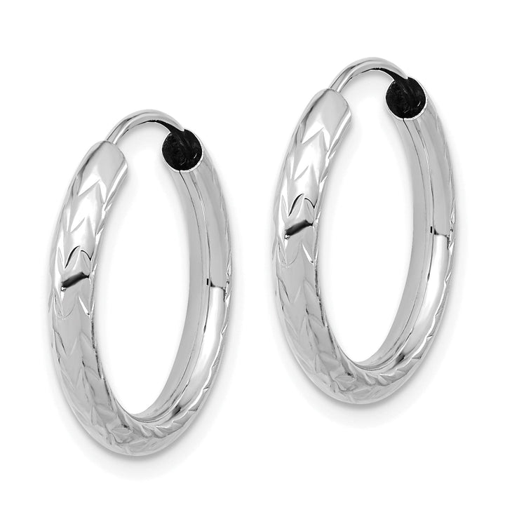 Lovely Rita's Earrings 14K White Gold Premium D.C 3.00x20mm Endless Hoop Earrings