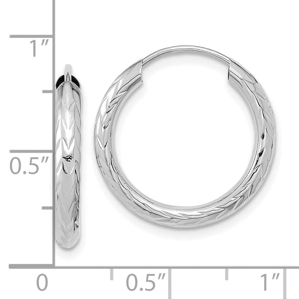 Lovely Rita's Earrings 14K White Gold Premium D.C 3.00x20mm Endless Hoop Earrings