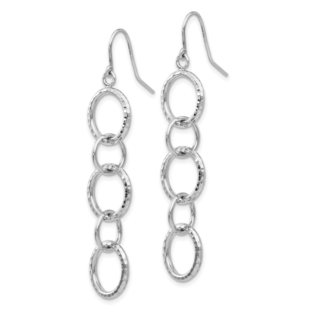Lovely Rita's Earrings 14K White Gold Premium Diamond-Cut 10mm Circle Dangle Earrings