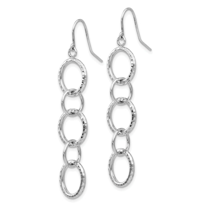 Lovely Rita's Earrings 14K White Gold Premium Diamond-Cut 10mm Circle Dangle Earrings