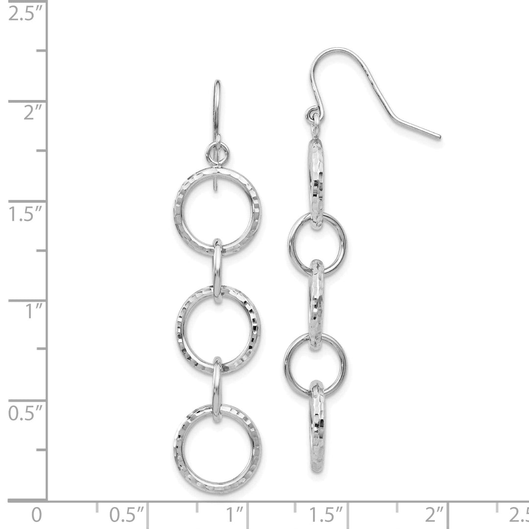 Lovely Rita's Earrings 14K White Gold Premium Diamond-Cut 10mm Circle Dangle Earrings