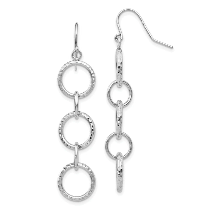 Lovely Rita's Earrings 14K White Gold Premium Diamond-Cut 10mm Circle Dangle Earrings