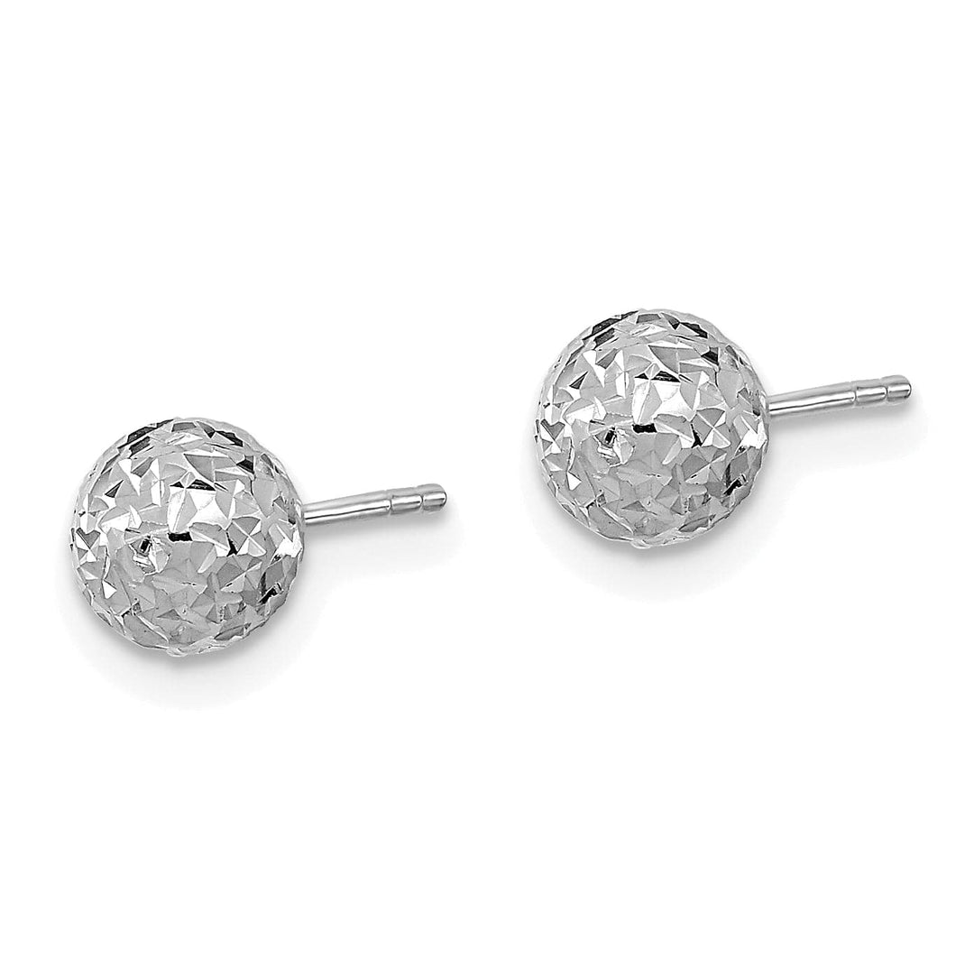 Lovely Rita's Earrings 14K White Gold Premium Diamond-Cut 6mm Ball Post Earrings
