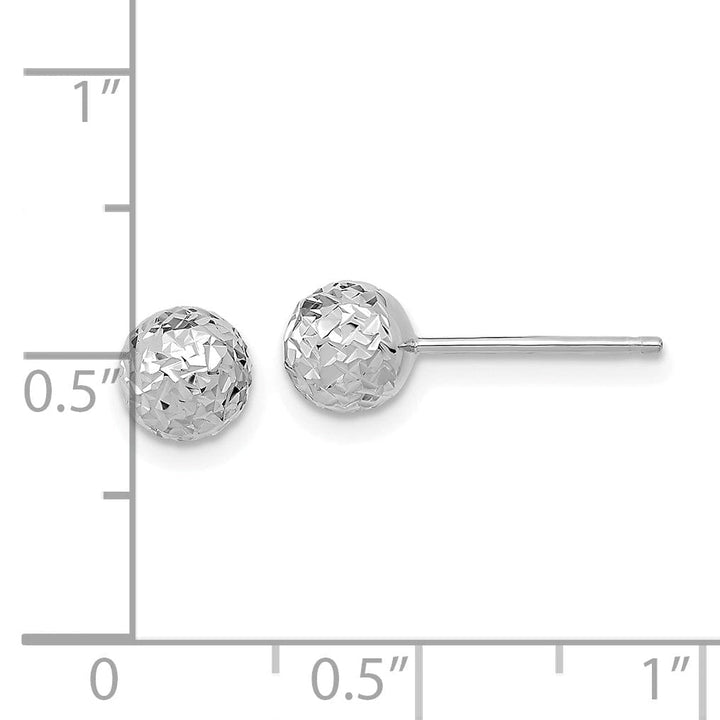 Lovely Rita's Earrings 14K White Gold Premium Diamond-Cut 6mm Ball Post Earrings