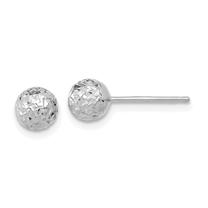 Lovely Rita's Earrings 14K White Gold Premium Diamond-Cut 6mm Ball Post Earrings