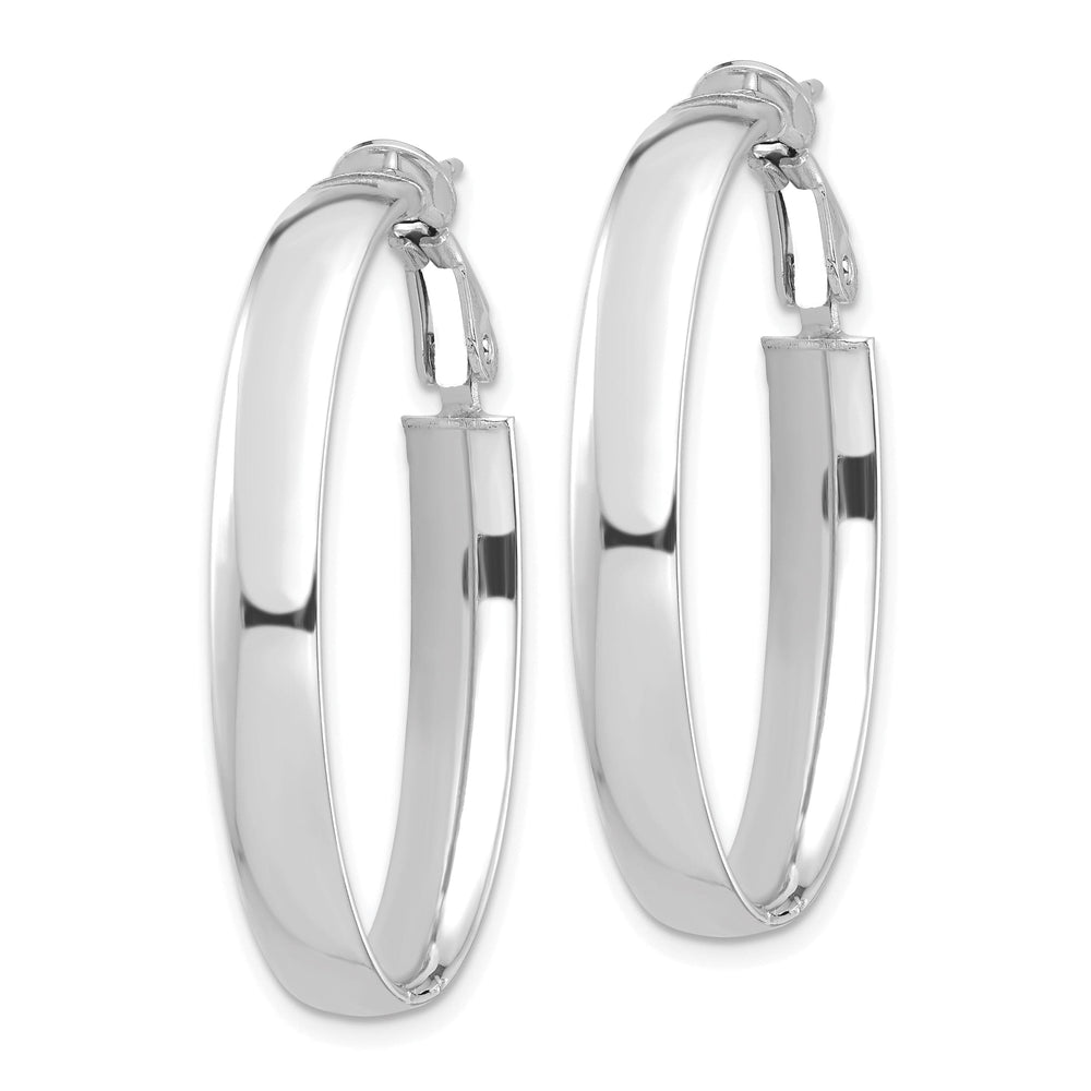 Lovely Rita's Earrings 14K White Gold Premium High Polished 22.58mm Oval Omega Hoops
