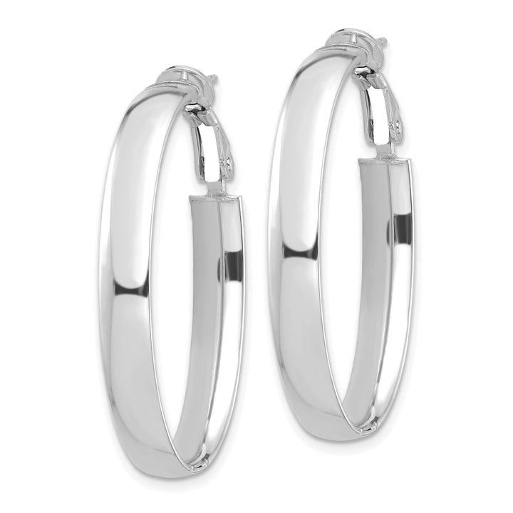 Lovely Rita's Earrings 14K White Gold Premium High Polished 22.58mm Oval Omega Hoops