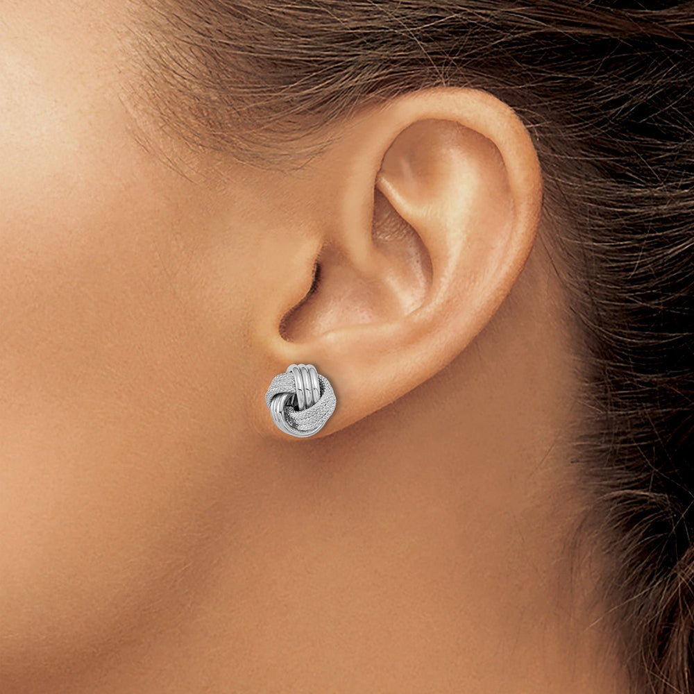 Lovely Rita's Earrings 14K White Gold Premium Polished 11.5mm Love Knot Post Earrings