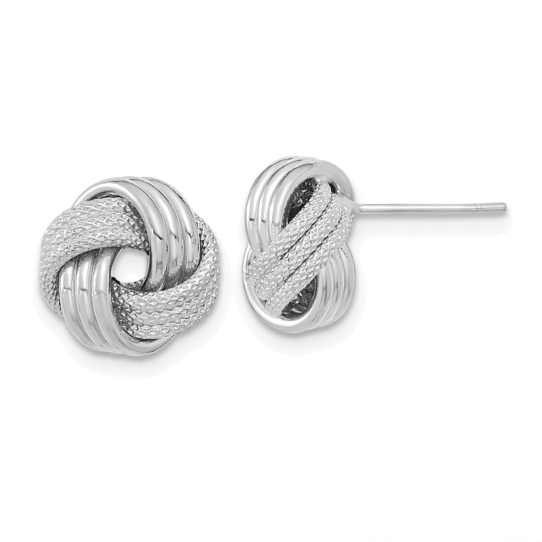 Lovely Rita's Earrings 14K White Gold Premium Polished 11.5mm Love Knot Post Earrings