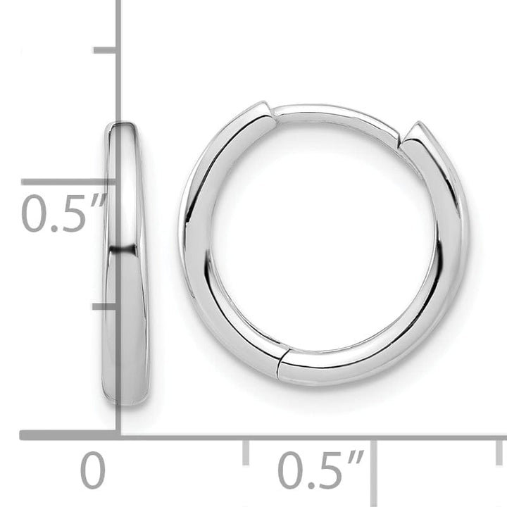 Lovely Rita's Earrings 14K White Gold Premium Polished 14.3mm Round Hinged Hoop Earrings