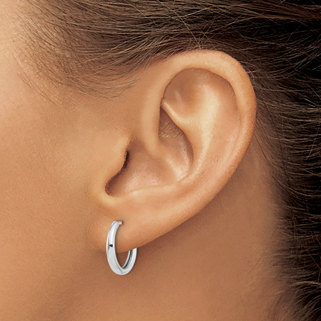 Lovely Rita's Earrings 14K White Gold Premium Polished 14.3mm Round Hinged Hoop Earrings