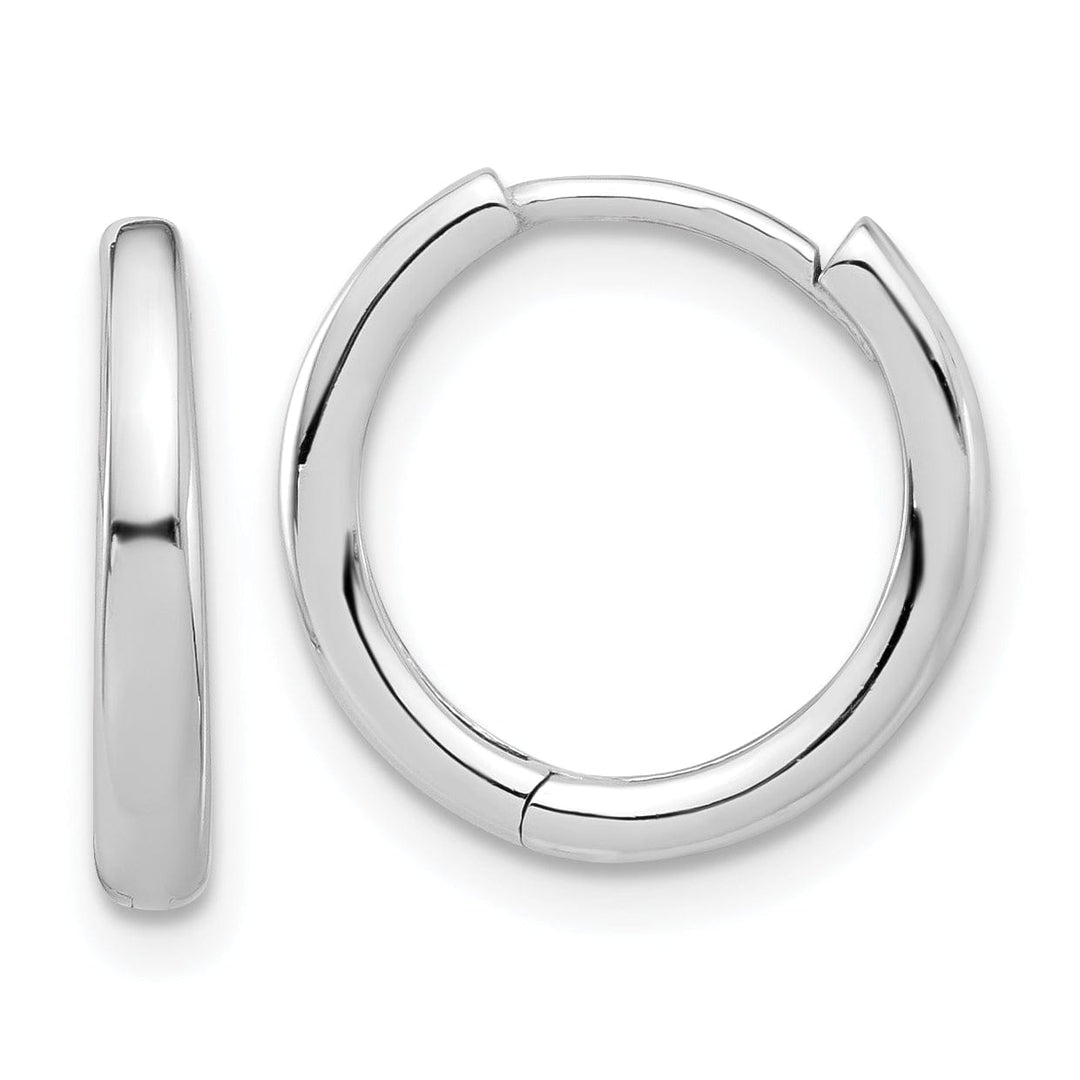 Lovely Rita's Earrings 14K White Gold Premium Polished 14.3mm Round Hinged Hoop Earrings