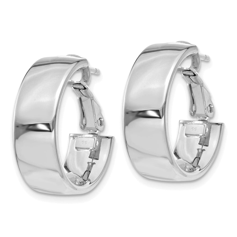 Lovely Rita's Earrings 14K White Gold Premium Polished 19.5mm Flat Tube Omega Hoops