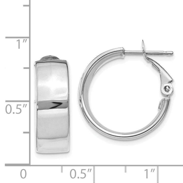 Lovely Rita's Earrings 14K White Gold Premium Polished 19.5mm Flat Tube Omega Hoops