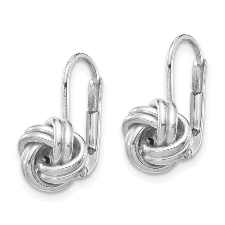 Lovely Rita's Earrings 14K White Gold Premium Polished 9mm Love Knot Leverback Earrings