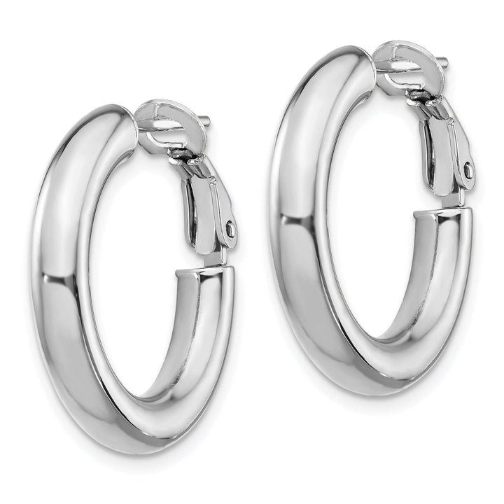 Lovely Rita's Earrings 14K White Gold Radiant Polished 23.15mm Round Tube Omega Hoops