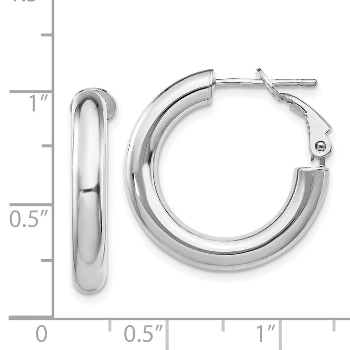 Lovely Rita's Earrings 14K White Gold Radiant Polished 23.15mm Round Tube Omega Hoops
