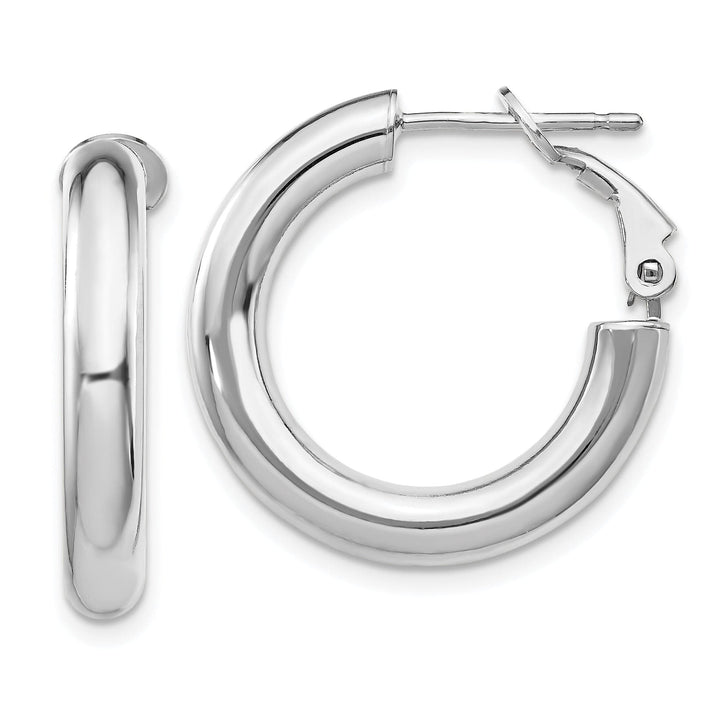 Lovely Rita's Earrings 14K White Gold Radiant Polished 23.15mm Round Tube Omega Hoops