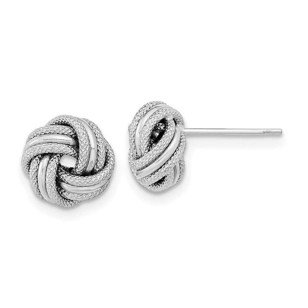 Lovely Rita's Earrings 14K White Gold Radiant Polished 9mm Triple Love Knot Post Earrings