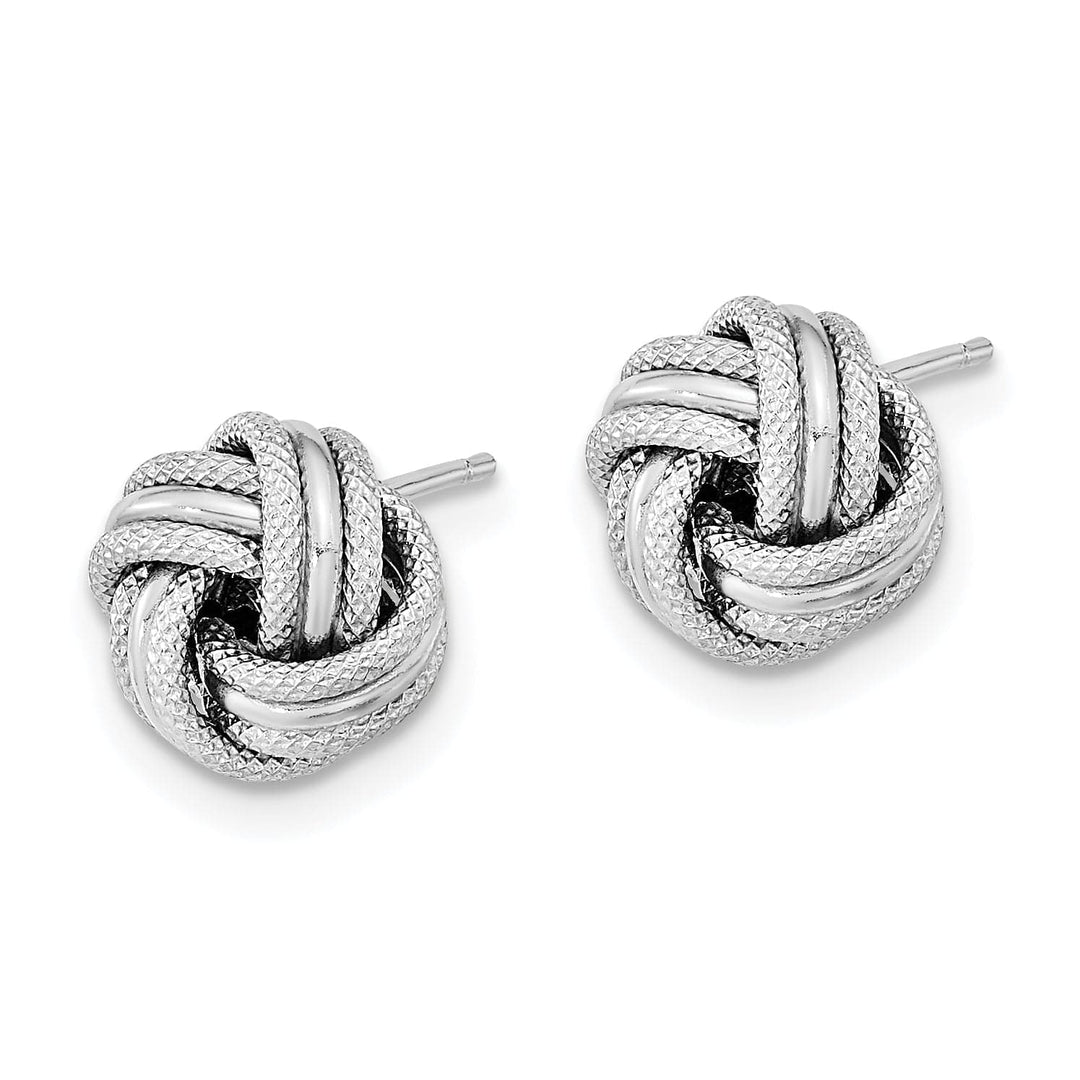 Lovely Rita's Earrings 14K White Gold Radiant Polished 9mm Triple Love Knot Post Earrings