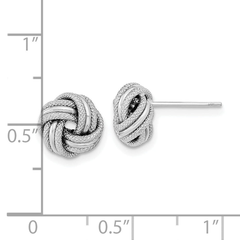 Lovely Rita's Earrings 14K White Gold Radiant Polished 9mm Triple Love Knot Post Earrings