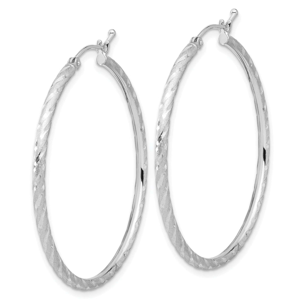 Lovely Rita's Earrings 14K White Gold Refined Diamond-Cut Satin 40mm Twist Tube Hoop Earrings