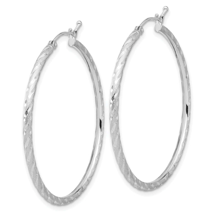 Lovely Rita's Earrings 14K White Gold Refined Diamond-Cut Satin 40mm Twist Tube Hoop Earrings