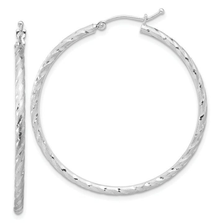 Lovely Rita's Earrings 14K White Gold Refined Diamond-Cut Satin 40mm Twist Tube Hoop Earrings