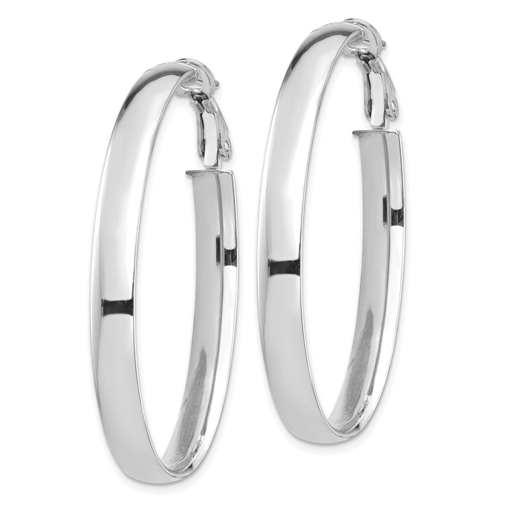Lovely Rita's Earrings 14K White Gold Refined High Polished 28.31mm Oval Omega Hoops