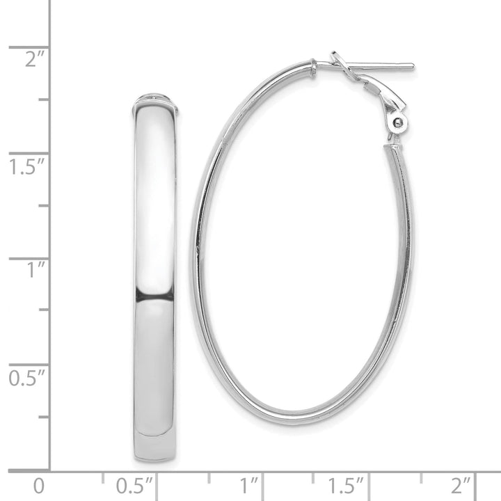 Lovely Rita's Earrings 14K White Gold Refined High Polished 28.31mm Oval Omega Hoops