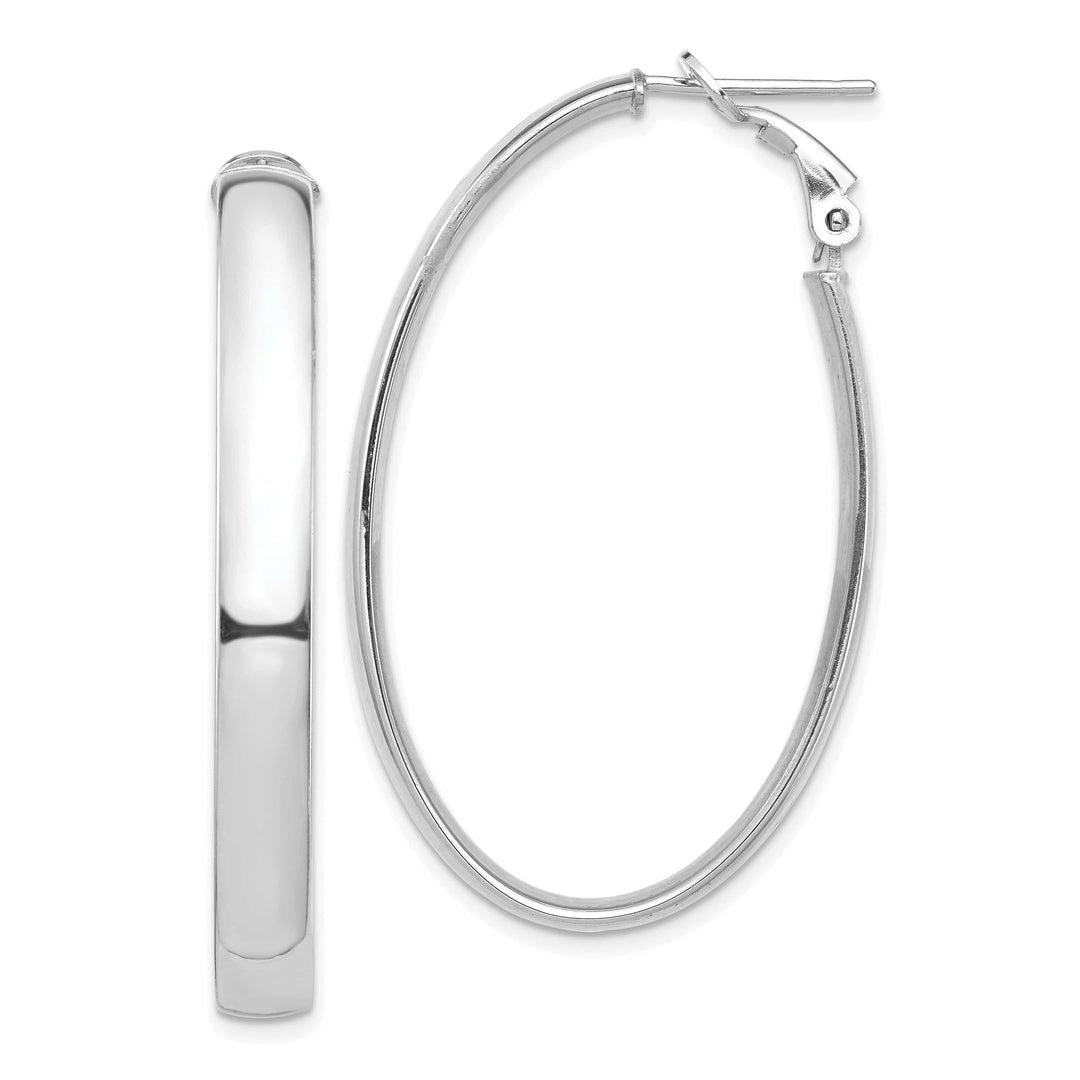 Lovely Rita's Earrings 14K White Gold Refined High Polished 28.31mm Oval Omega Hoops