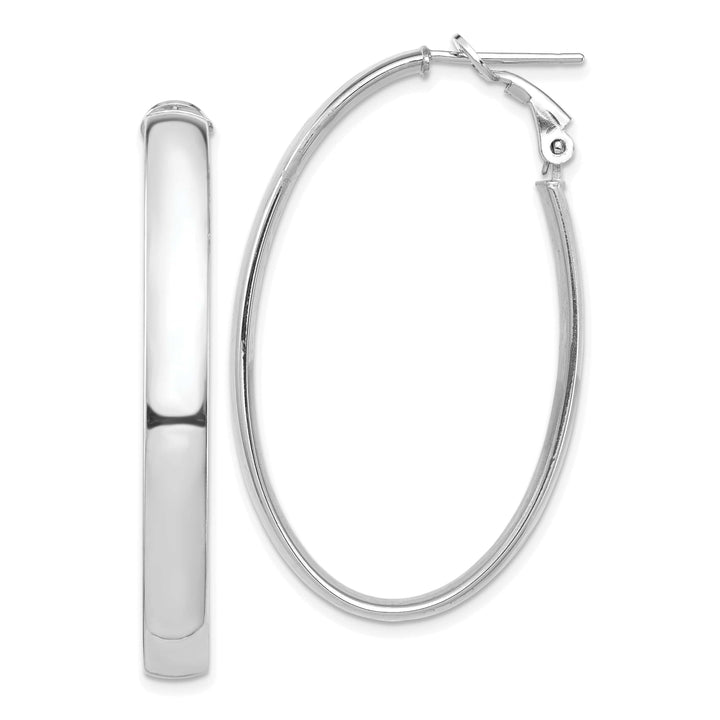 Lovely Rita's Earrings 14K White Gold Refined High Polished 28.31mm Oval Omega Hoops