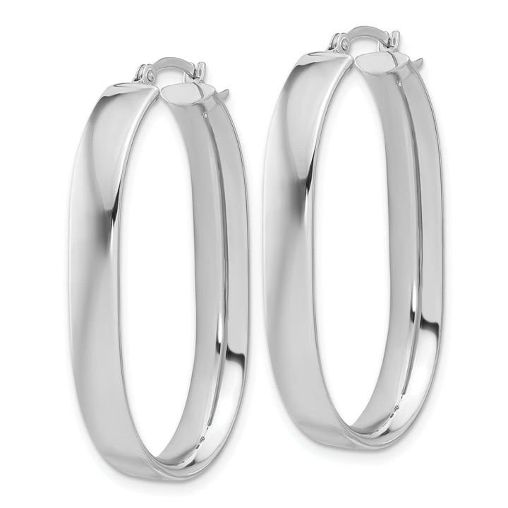 Lovely Rita's Earrings 14K White Gold Refined Polished 16.6 mm Oval Tube Hoop Earrings