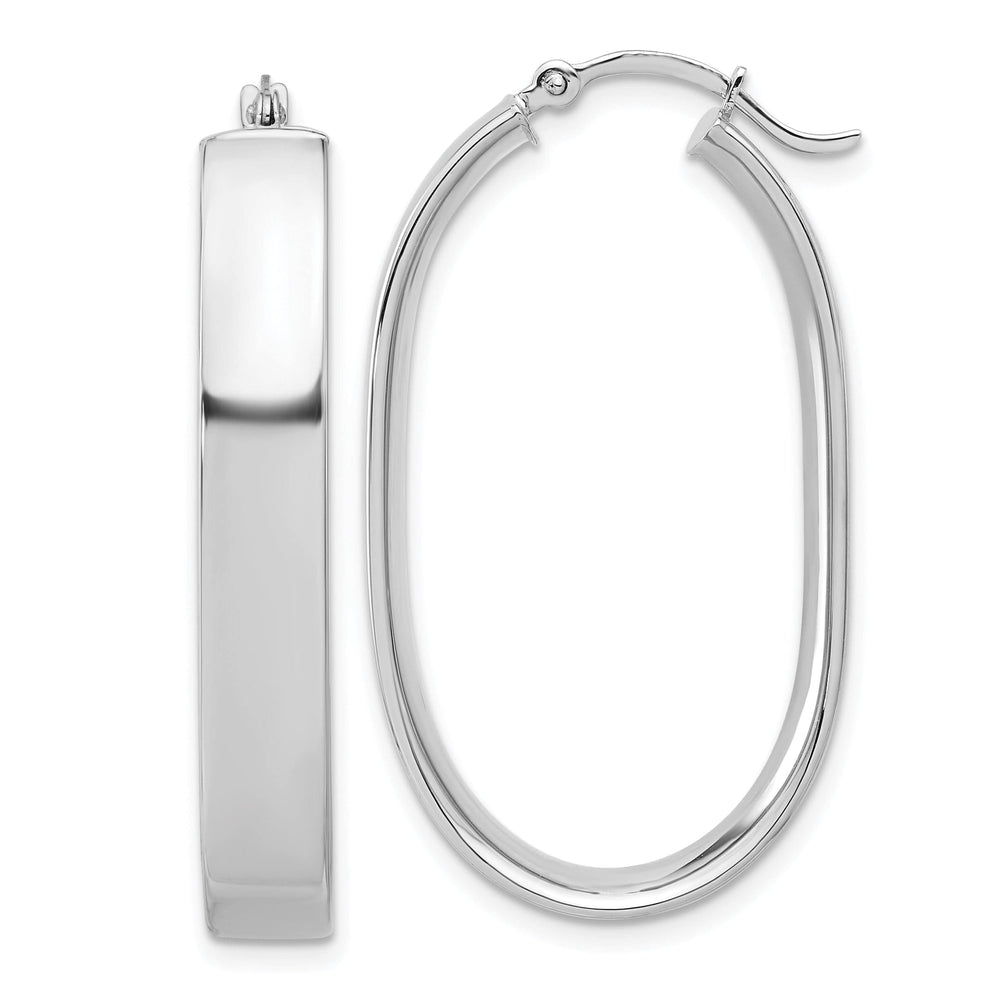 Lovely Rita's Earrings 14K White Gold Refined Polished 16.6 mm Oval Tube Hoop Earrings
