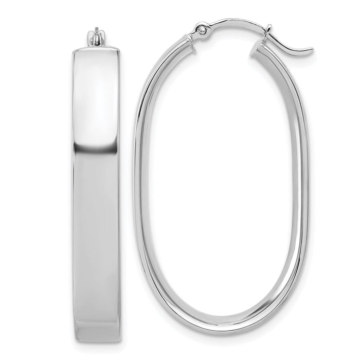 Lovely Rita's Earrings 14K White Gold Refined Polished 16.6 mm Oval Tube Hoop Earrings