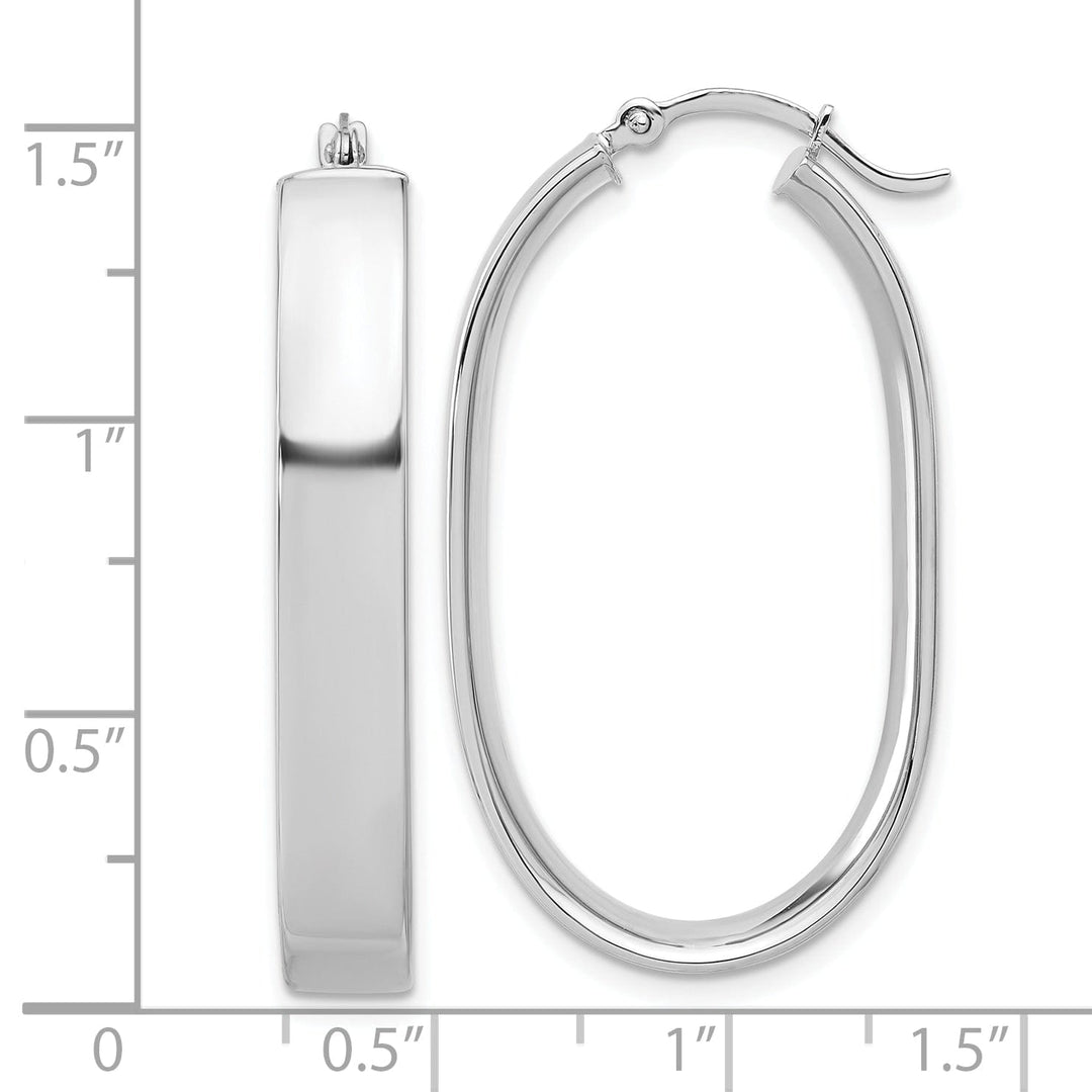 Lovely Rita's Earrings 14K White Gold Refined Polished 16.6 mm Oval Tube Hoop Earrings