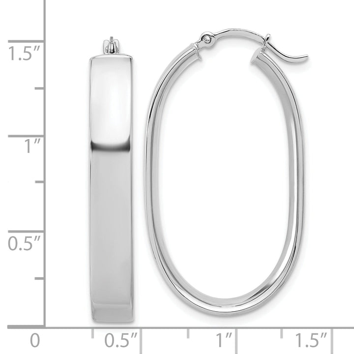 Lovely Rita's Earrings 14K White Gold Refined Polished 16.6 mm Oval Tube Hoop Earrings