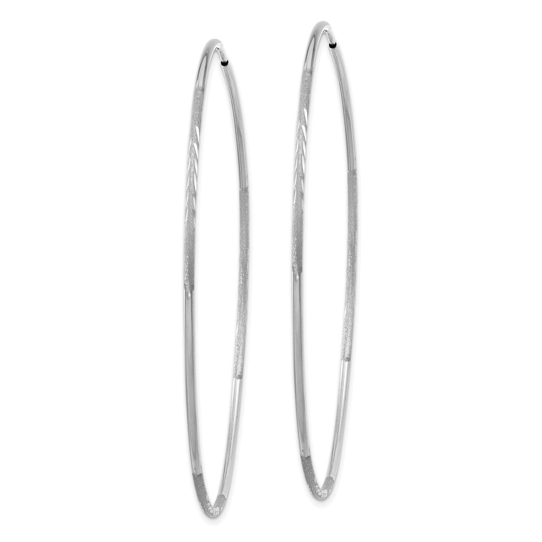 Lovely Rita's Earrings 14K White Gold Refined Satin & D.C 1.2mm x 60mm Endless Hoop Earrings