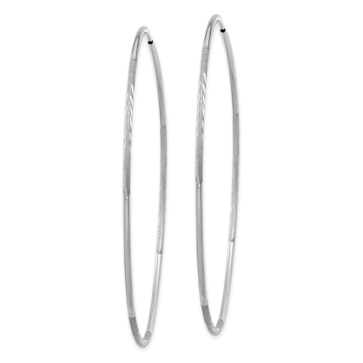 Lovely Rita's Earrings 14K White Gold Refined Satin & D.C 1.2mm x 60mm Endless Hoop Earrings